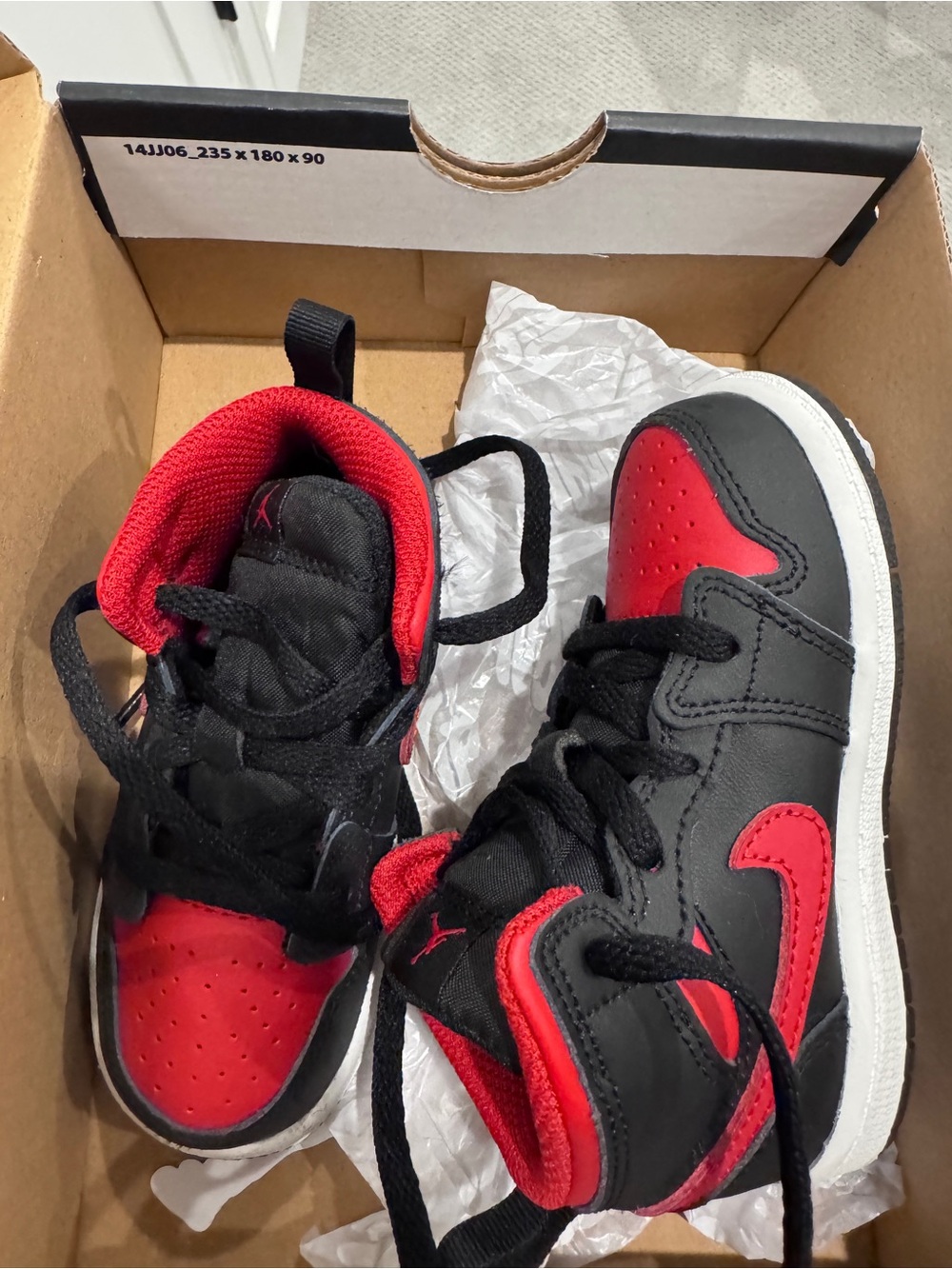 Jordan Kids Black and Red High-Top Sneakers